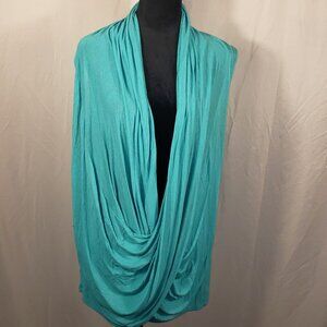 Ginger G Teal Sleeveless Draped Top, Size One Size
